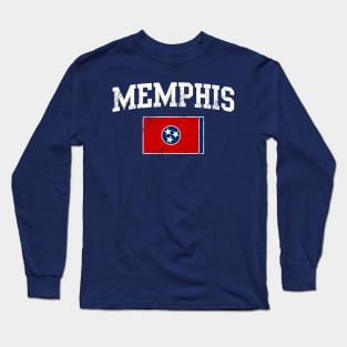 Memphis State Flag Vintage Distressed Long Sleeve T-Shirt